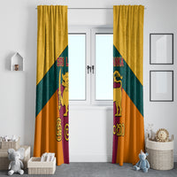 Sri Lanka Independence Day Window Curtain Golden Lion Sinha Flag Style - Wonder Print Shop