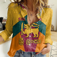 Sri Lanka Independence Day Women Casual Shirt Golden Lion Sinha Flag Style - Wonder Print Shop