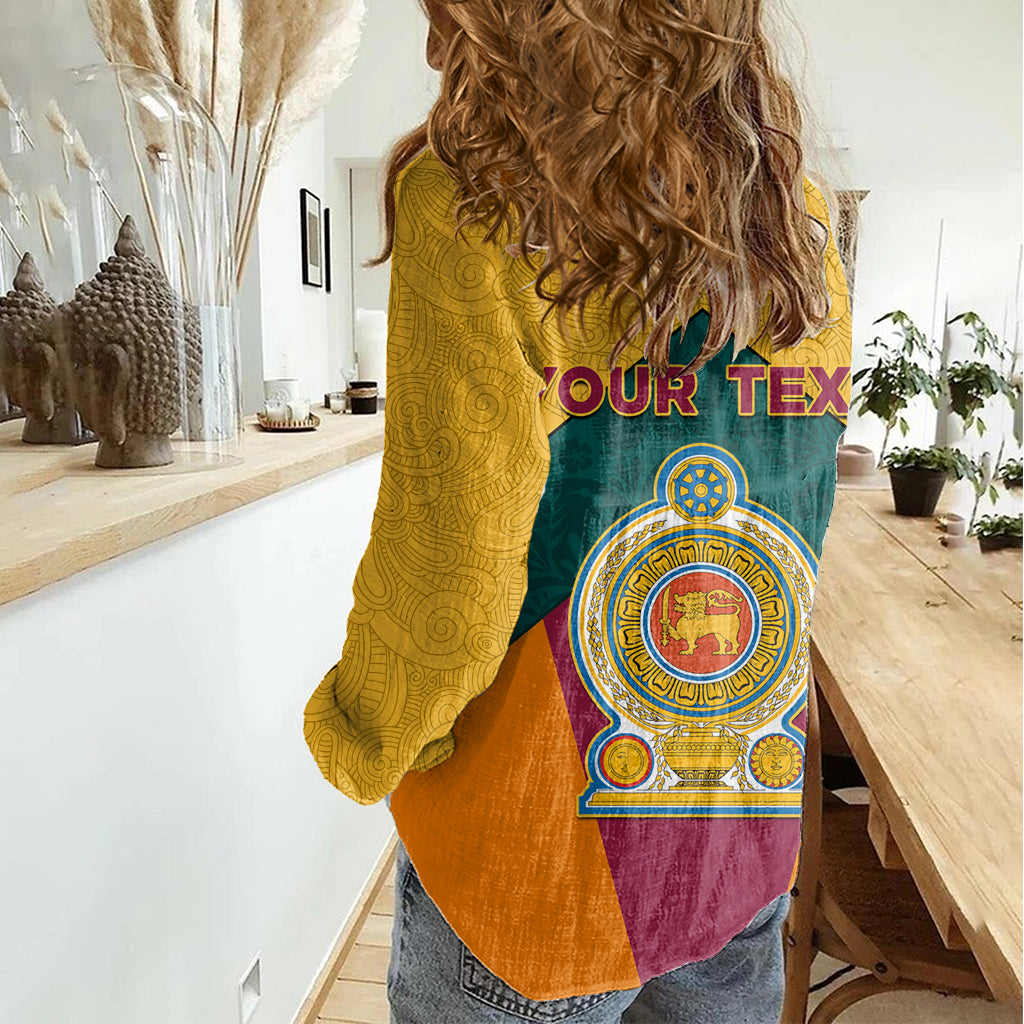 Sri Lanka Independence Day Women Casual Shirt Golden Lion Sinha Flag Style - Wonder Print Shop