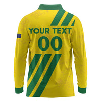 Custom Soccer 2026 Australia Long Sleeve Polo Shirt Socceroos Go Glory