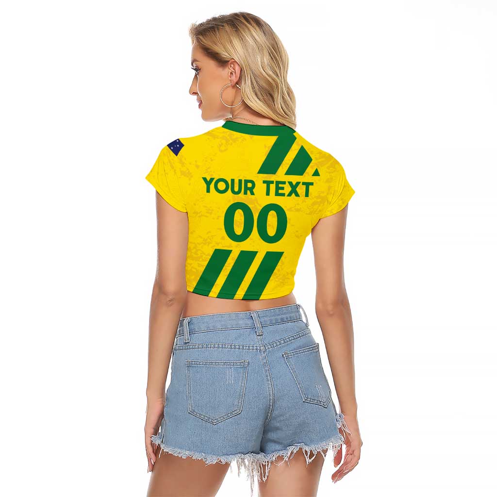 Custom Soccer 2026 Australia Raglan Cropped T Shirt Socceroos Go Glory