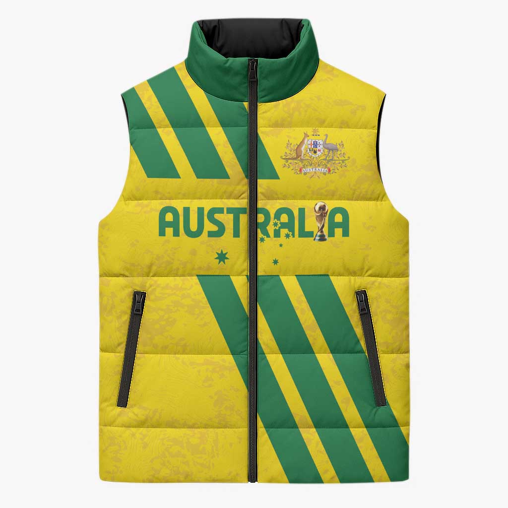 Custom Soccer 2026 Australia Sleeveless Puffer Jacket Socceroos Go Glory