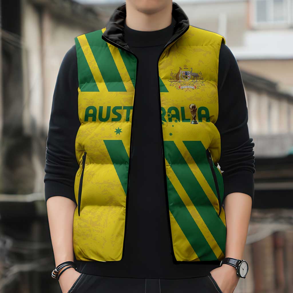Custom Soccer 2026 Australia Sleeveless Puffer Jacket Socceroos Go Glory