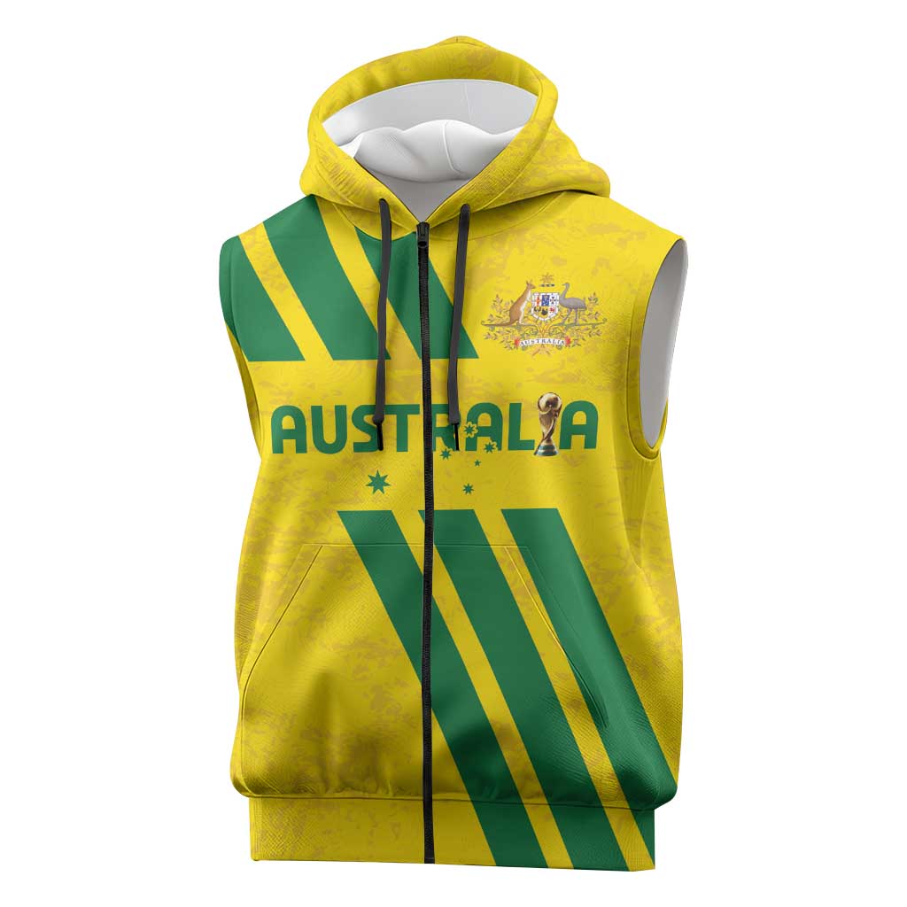 Custom Soccer 2026 Australia Sleeveless Zip Hoodie Socceroos Go Glory