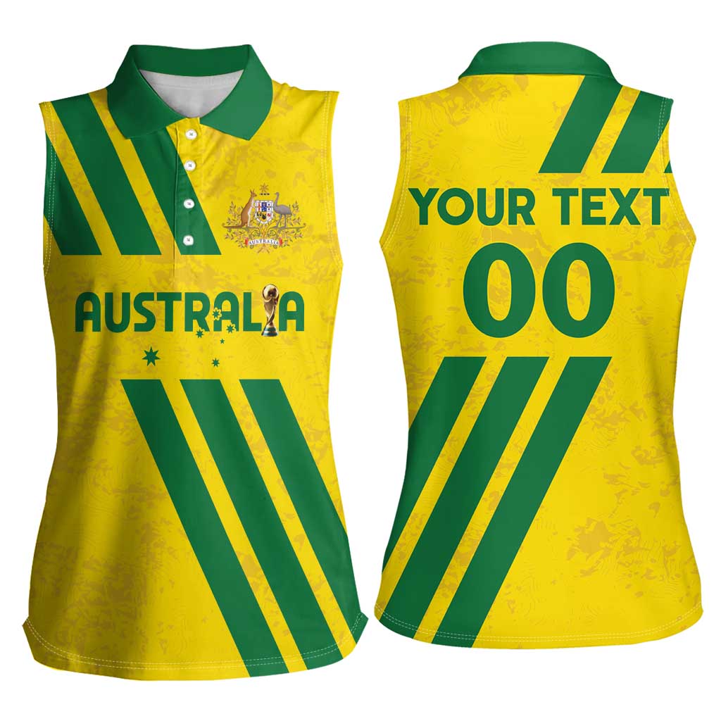 Custom Soccer 2026 Australia Women Sleeveless Polo Shirt Socceroos Go Glory