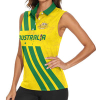 Custom Soccer 2026 Australia Women Sleeveless Polo Shirt Socceroos Go Glory