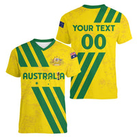 Custom Soccer 2026 Australia Women V-Neck T-Shirt Socceroos Go Glory