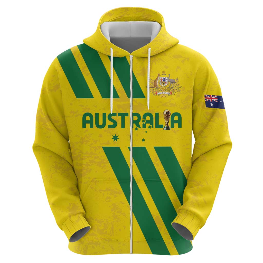 Custom Soccer 2026 Australia Zip Hoodie Socceroos Go Glory