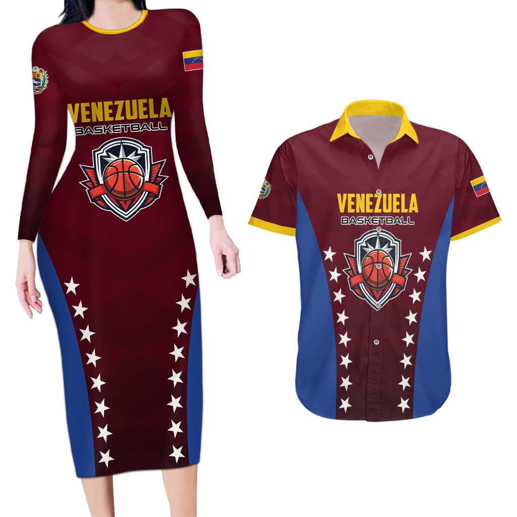 Venezuela Basketball Custom Couples Matching Long Sleeve Bodycon Dress and Hawaiian Shirt La Vinotinto de las alturas