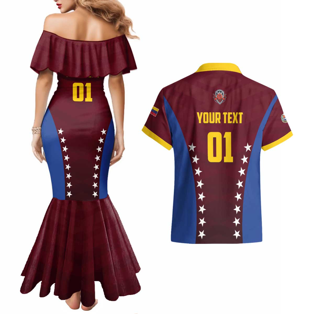 Venezuela Basketball Custom Couples Matching Mermaid Dress and Hawaiian Shirt La Vinotinto de las alturas