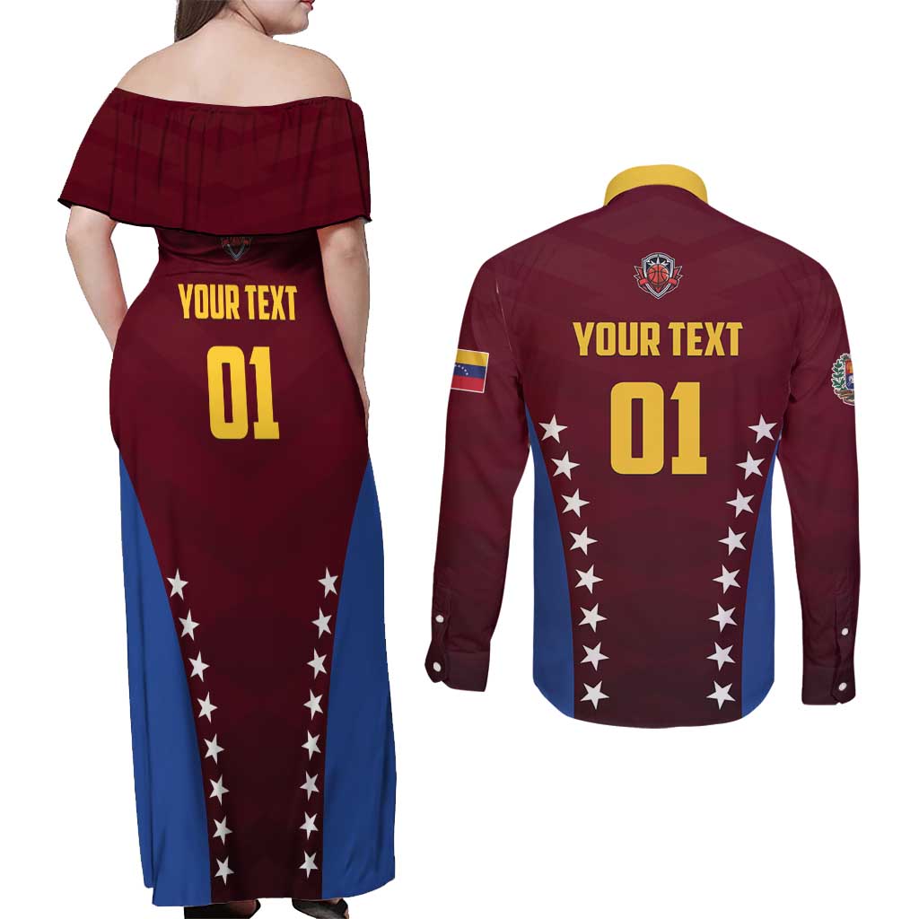 Venezuela Basketball Custom Couples Matching Off Shoulder Maxi Dress and Long Sleeve Button Shirt La Vinotinto de las alturas