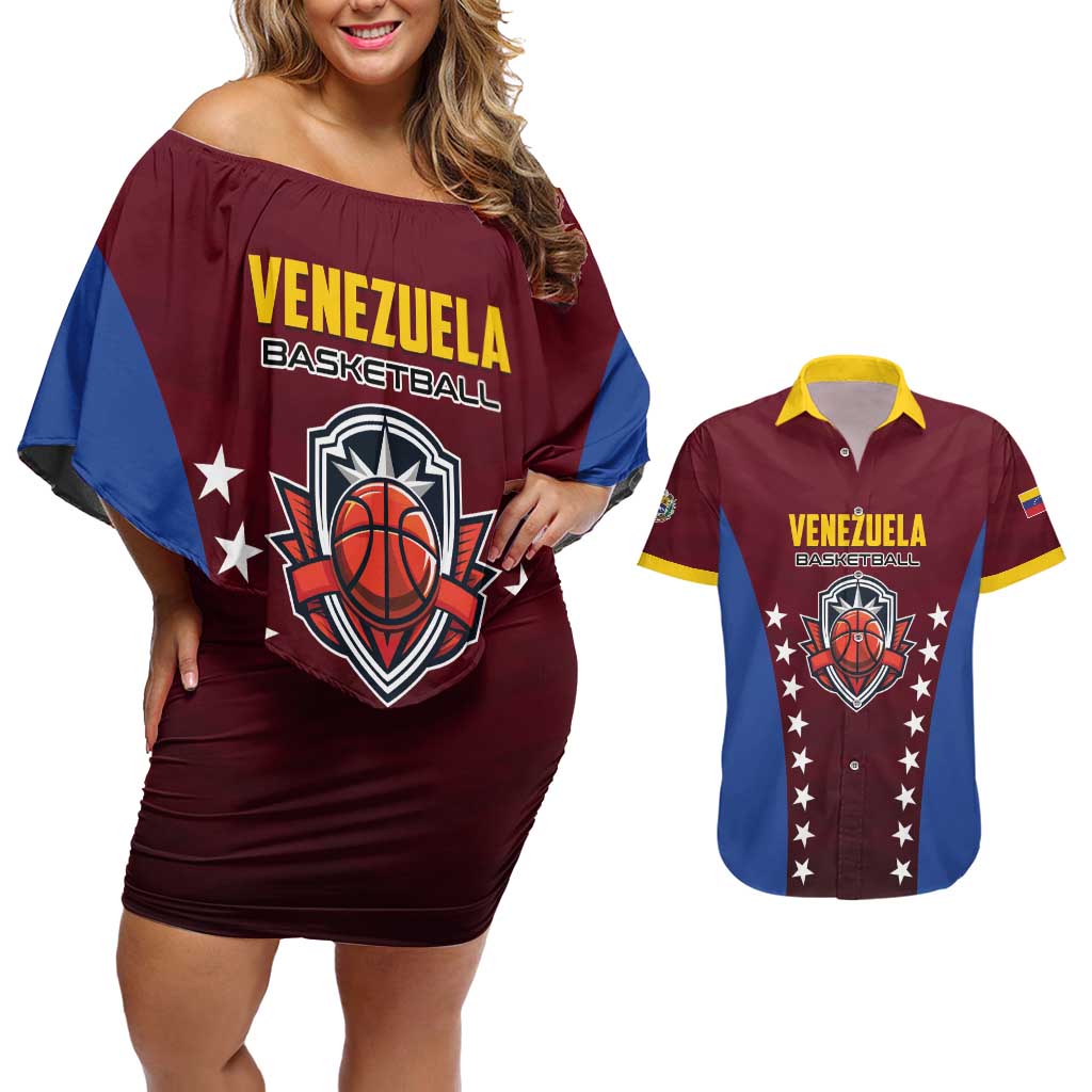 Venezuela Basketball Custom Couples Matching Off Shoulder Short Dress and Hawaiian Shirt La Vinotinto de las alturas