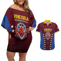 Venezuela Basketball Custom Couples Matching Off Shoulder Short Dress and Hawaiian Shirt La Vinotinto de las alturas