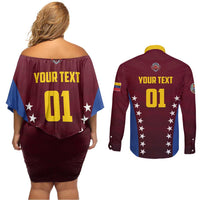 Venezuela Basketball Custom Couples Matching Off Shoulder Short Dress and Long Sleeve Button Shirt La Vinotinto de las alturas