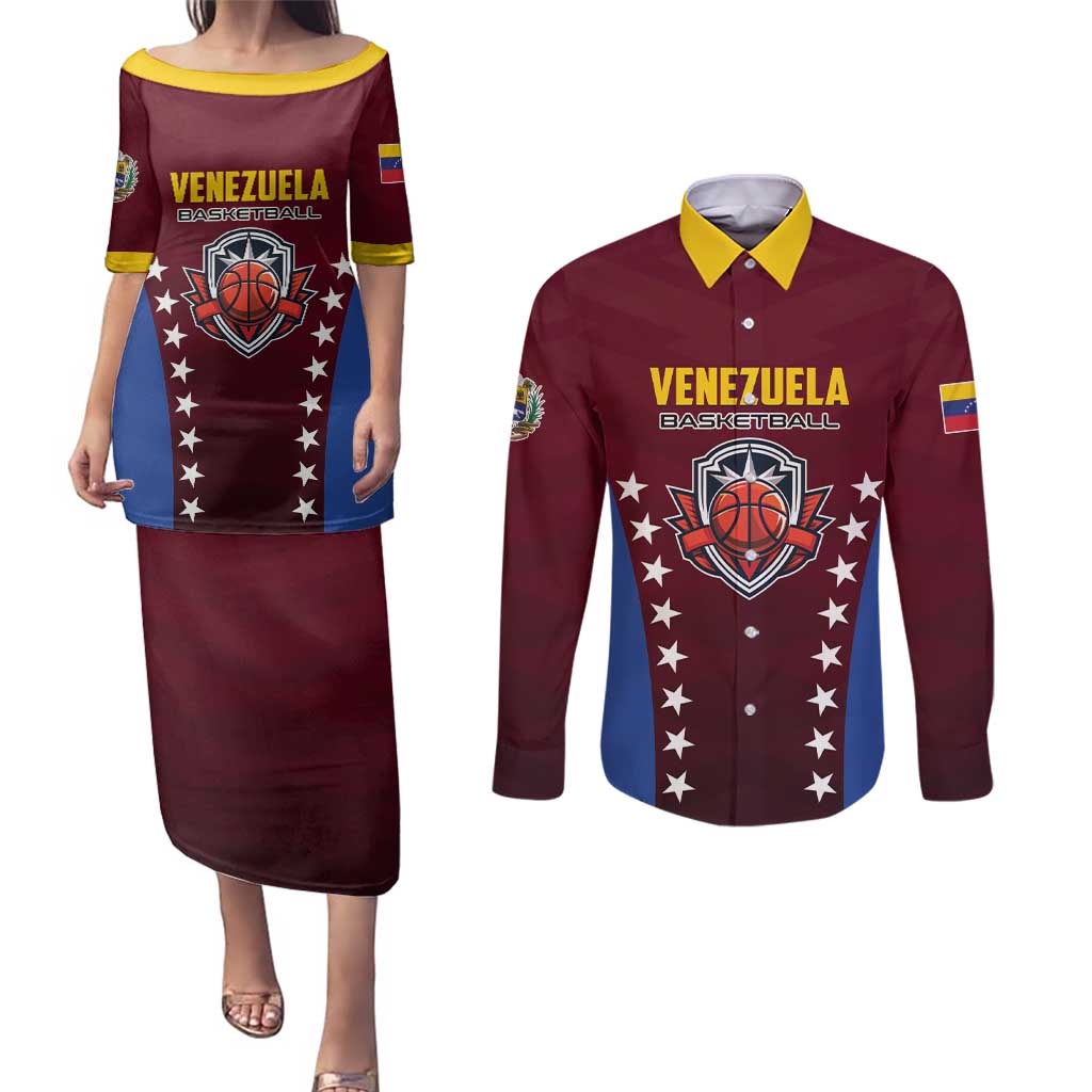Venezuela Basketball Custom Couples Matching Puletasi and Long Sleeve Button Shirt La Vinotinto de las alturas