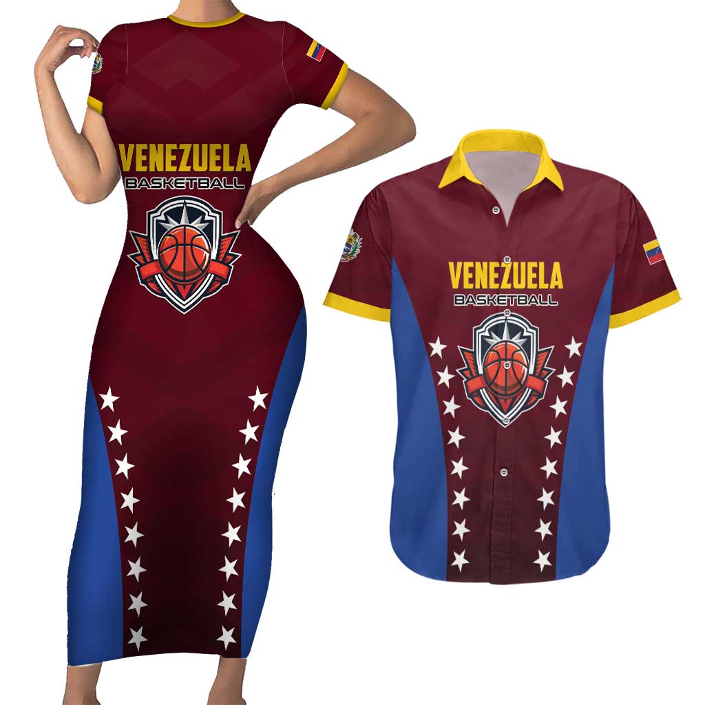 Venezuela Basketball Custom Couples Matching Short Sleeve Bodycon Dress and Hawaiian Shirt La Vinotinto de las alturas