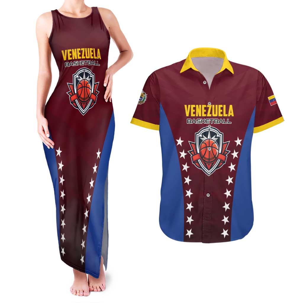 Venezuela Basketball Custom Couples Matching Tank Maxi Dress and Hawaiian Shirt La Vinotinto de las alturas