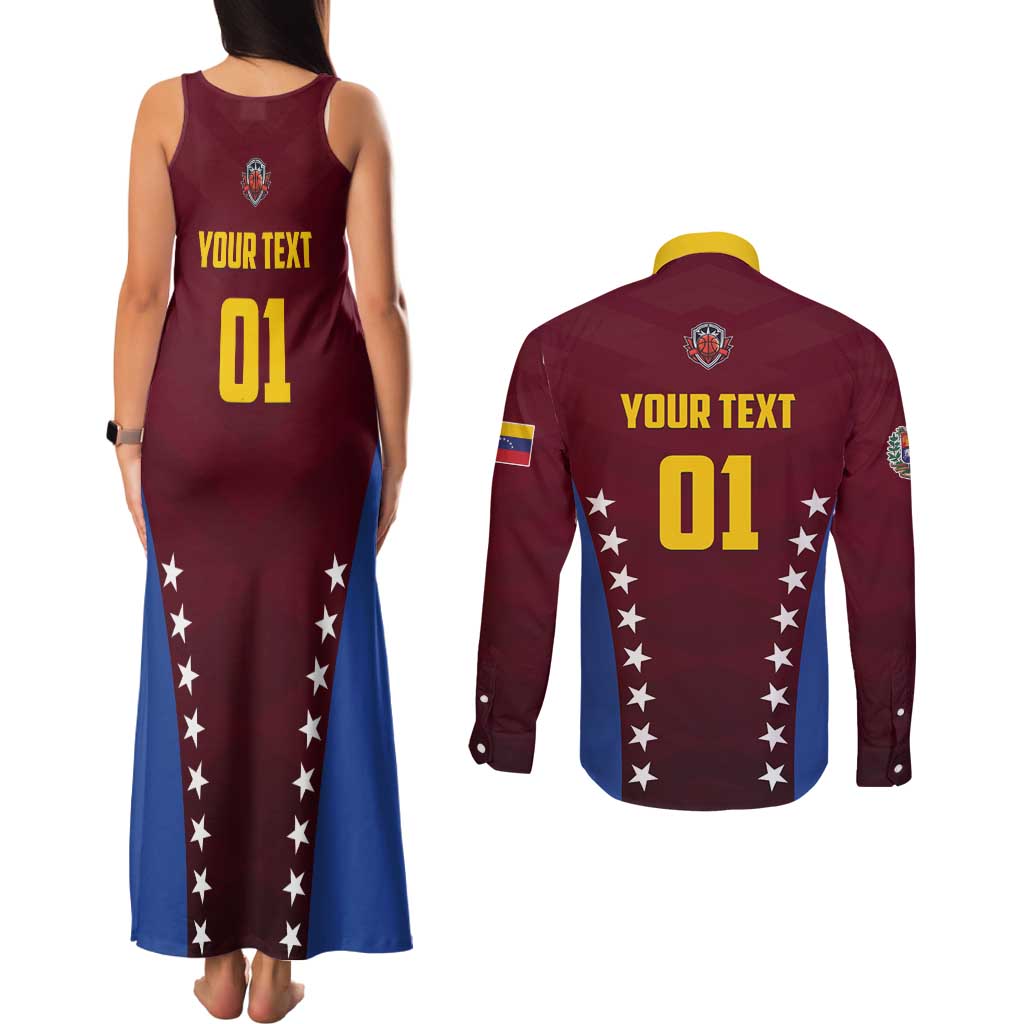 Venezuela Basketball Custom Couples Matching Tank Maxi Dress and Long Sleeve Button Shirt La Vinotinto de las alturas