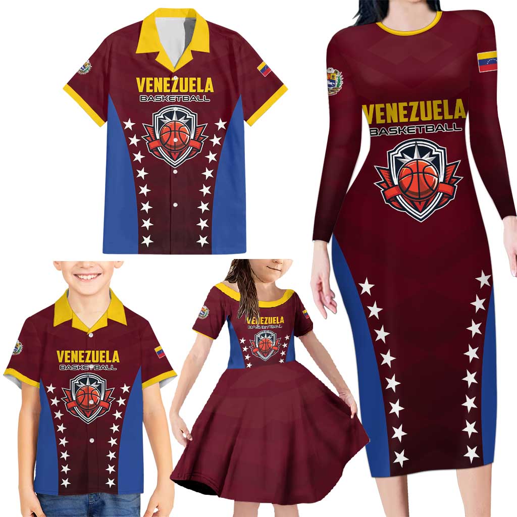 Venezuela Basketball Custom Family Matching Long Sleeve Bodycon Dress and Hawaiian Shirt La Vinotinto de las alturas