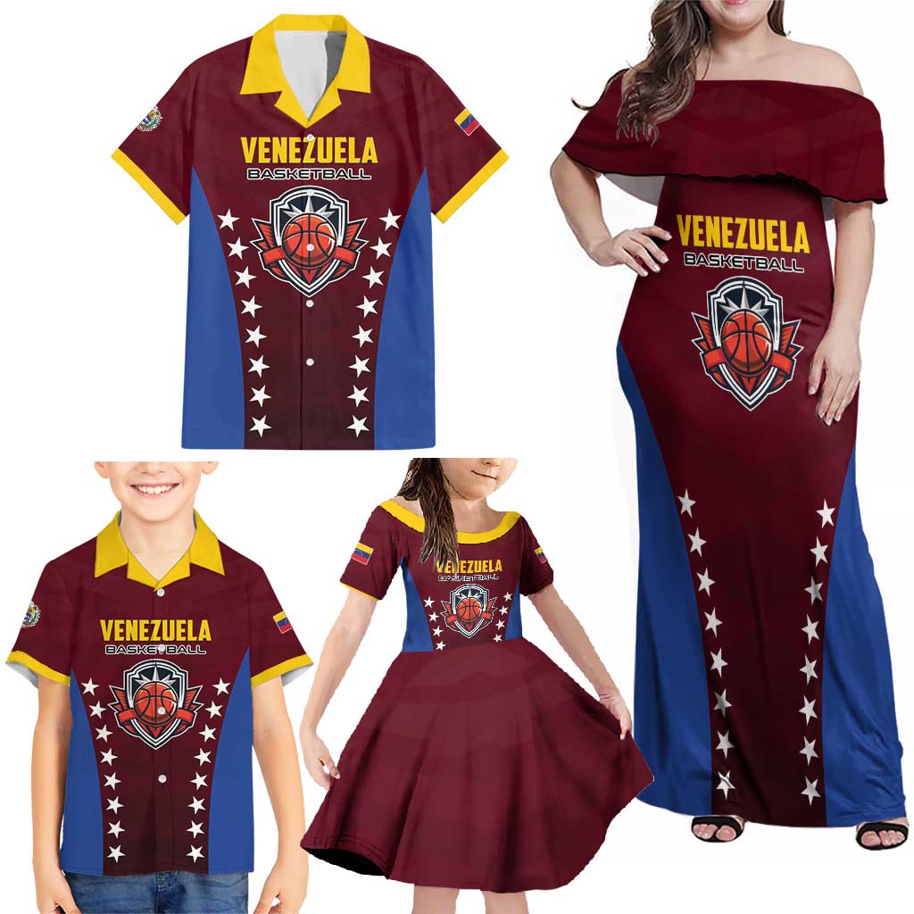 Venezuela Basketball Custom Family Matching Off Shoulder Maxi Dress and Hawaiian Shirt La Vinotinto de las alturas