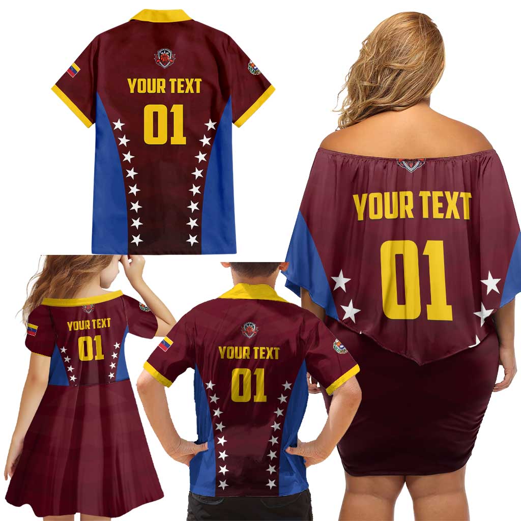Venezuela Basketball Custom Family Matching Off Shoulder Short Dress and Hawaiian Shirt La Vinotinto de las alturas