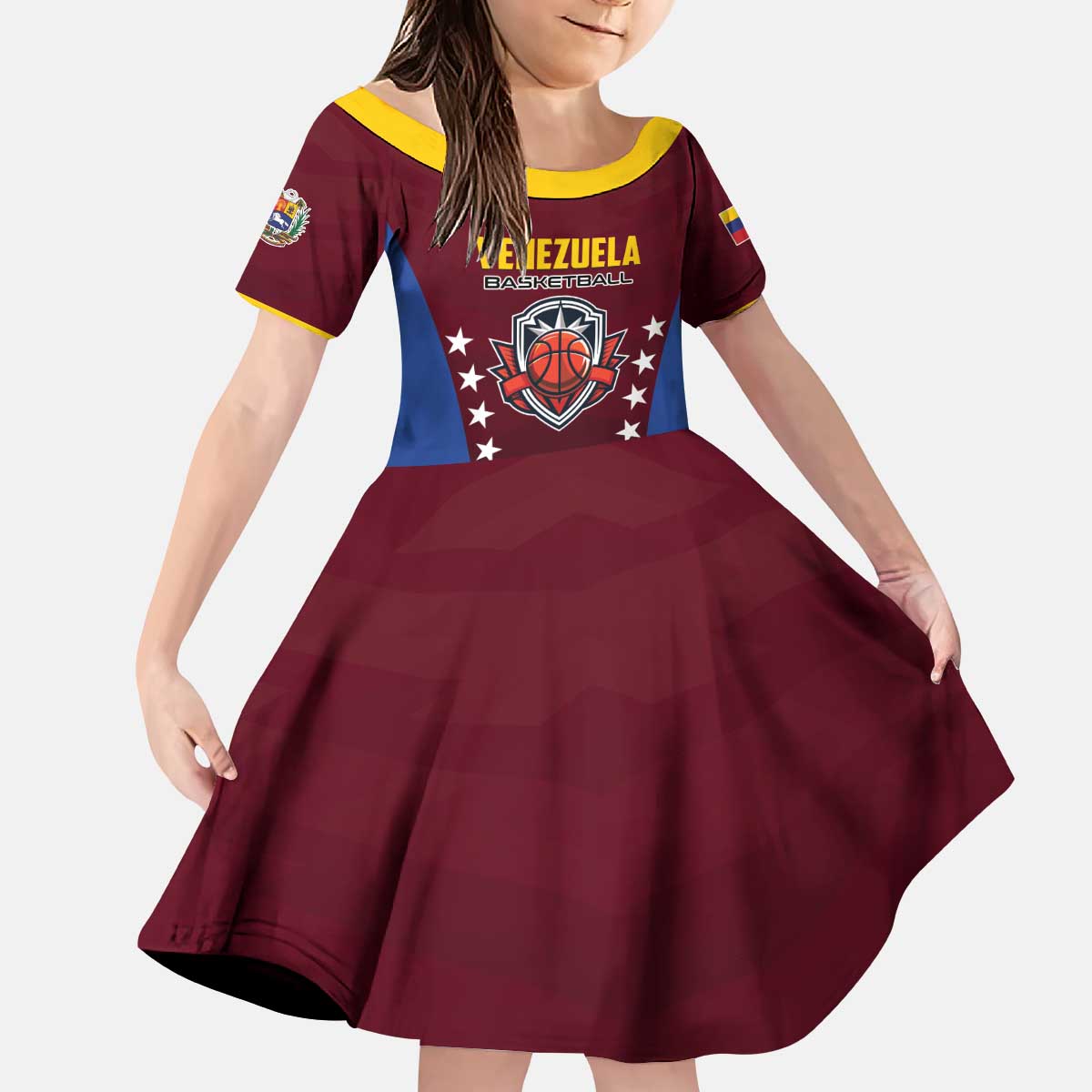 Venezuela Basketball Custom Kid Short Sleeve Dress La Vinotinto de las alturas