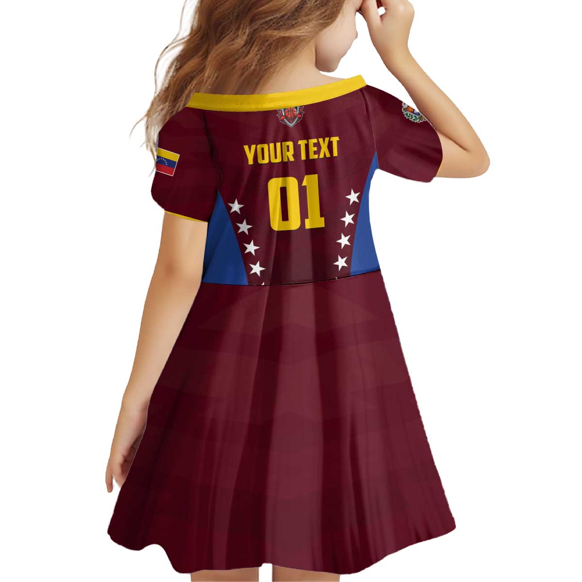 Venezuela Basketball Custom Kid Short Sleeve Dress La Vinotinto de las alturas