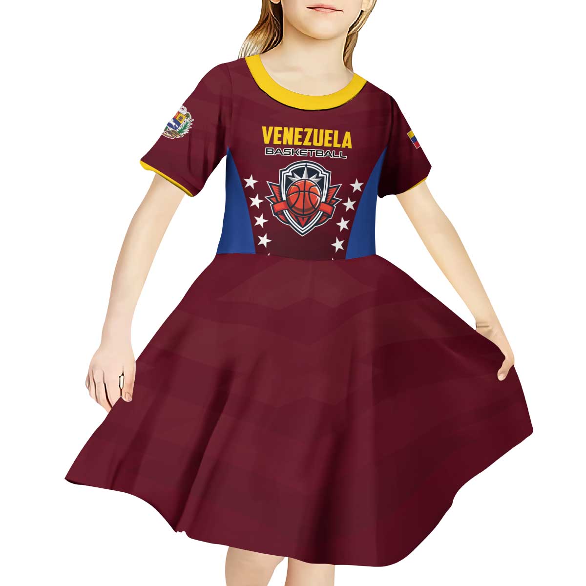 Venezuela Basketball Custom Kid Short Sleeve Dress La Vinotinto de las alturas