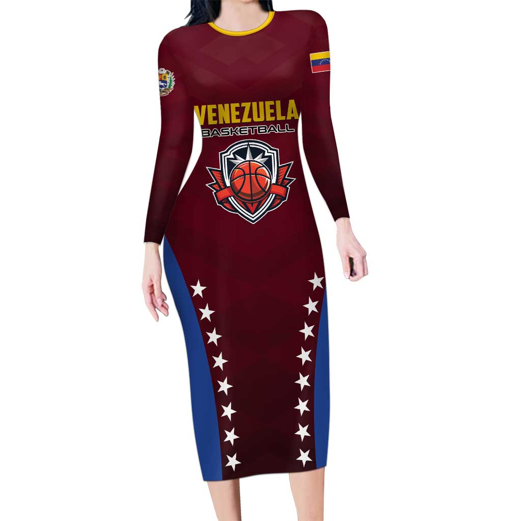 Venezuela Basketball Custom Long Sleeve Bodycon Dress La Vinotinto de las alturas