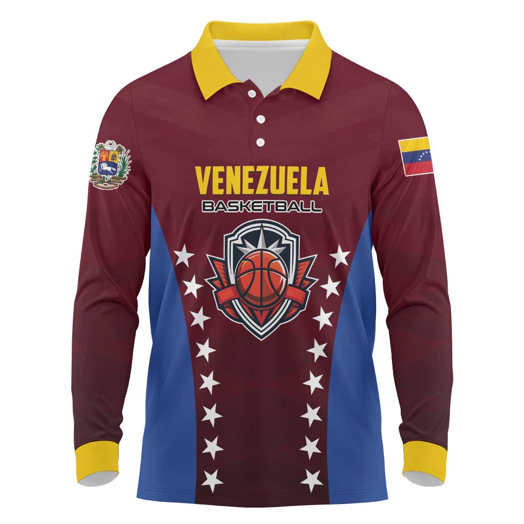 Venezuela Basketball Custom Long Sleeve Polo Shirt La Vinotinto de las alturas