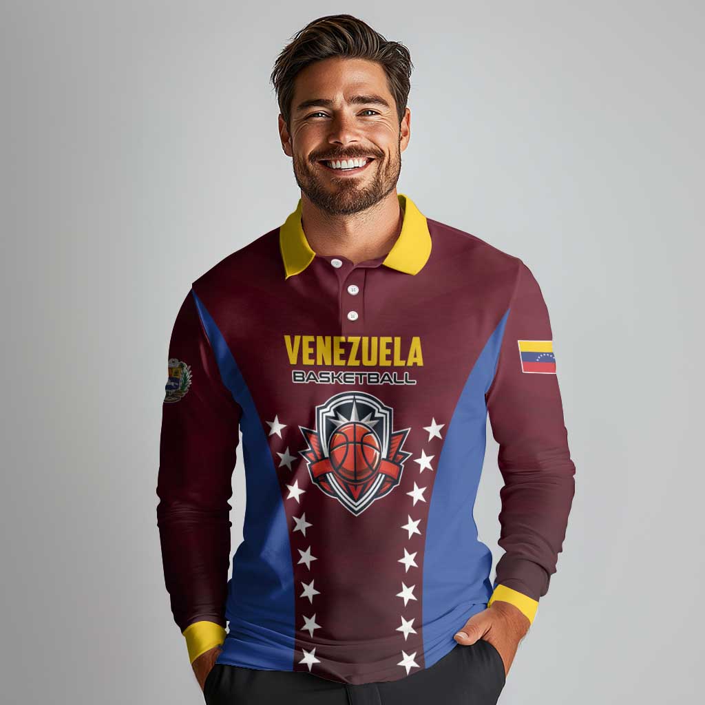 Venezuela Basketball Custom Long Sleeve Polo Shirt La Vinotinto de las alturas