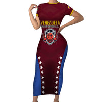 Venezuela Basketball Custom Short Sleeve Bodycon Dress La Vinotinto de las alturas