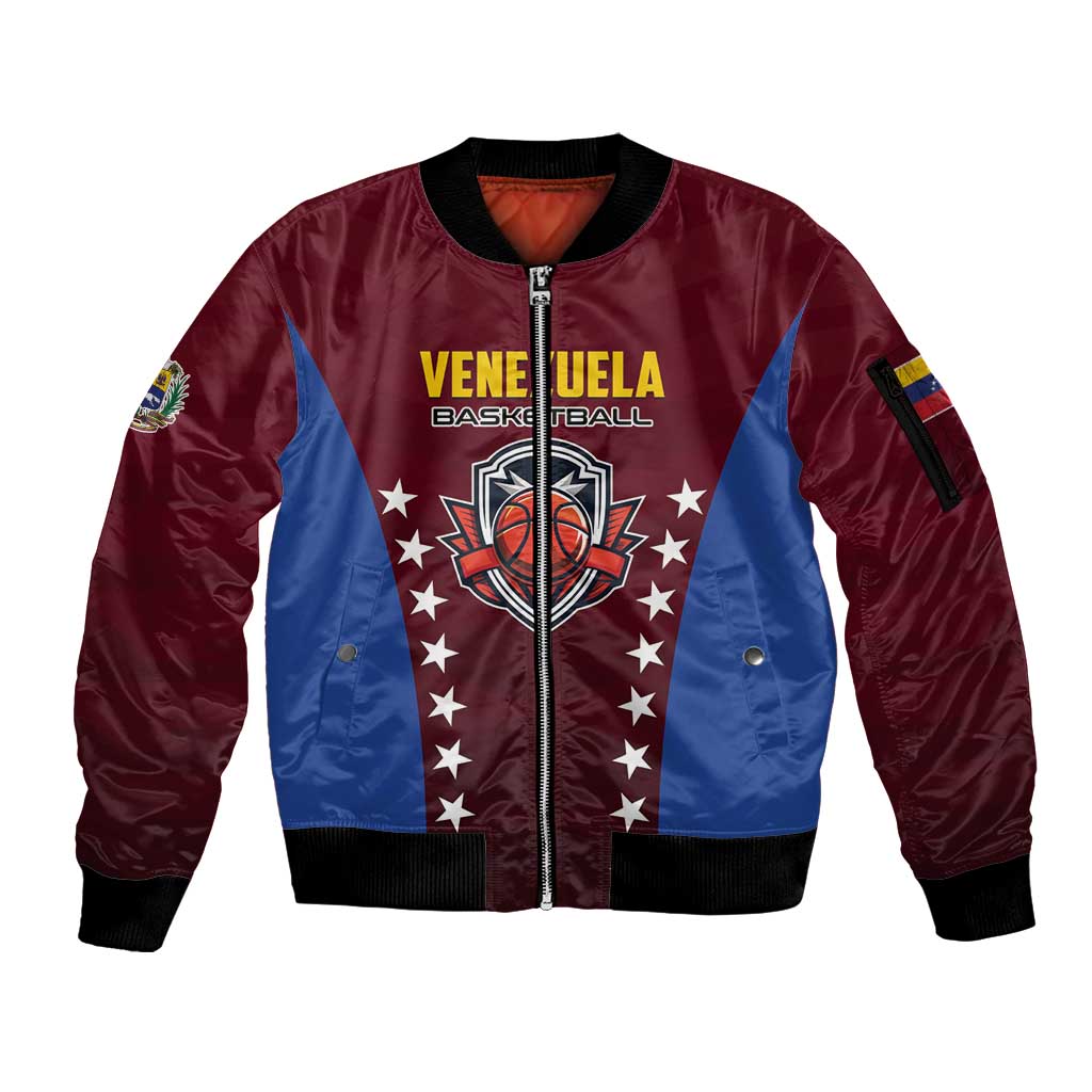 Venezuela Basketball Custom Sleeve Zip Bomber Jacket La Vinotinto de las alturas