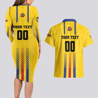 Colombia Basketball Custom Couples Matching Long Sleeve Bodycon Dress and Hawaiian Shirt Vamos Colombiana