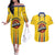 Colombia Basketball Custom Couples Matching Off The Shoulder Long Sleeve Dress and Hawaiian Shirt Vamos Colombiana