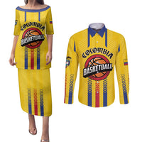 Colombia Basketball Custom Couples Matching Puletasi and Long Sleeve Button Shirt Vamos Colombiana