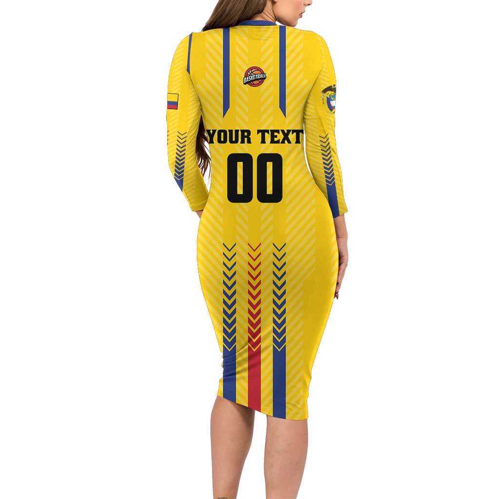 Colombia Basketball Custom Family Matching Long Sleeve Bodycon Dress and Hawaiian Shirt Vamos Colombiana