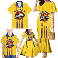 Colombia Basketball Custom Family Matching Mermaid Dress and Hawaiian Shirt Vamos Colombiana