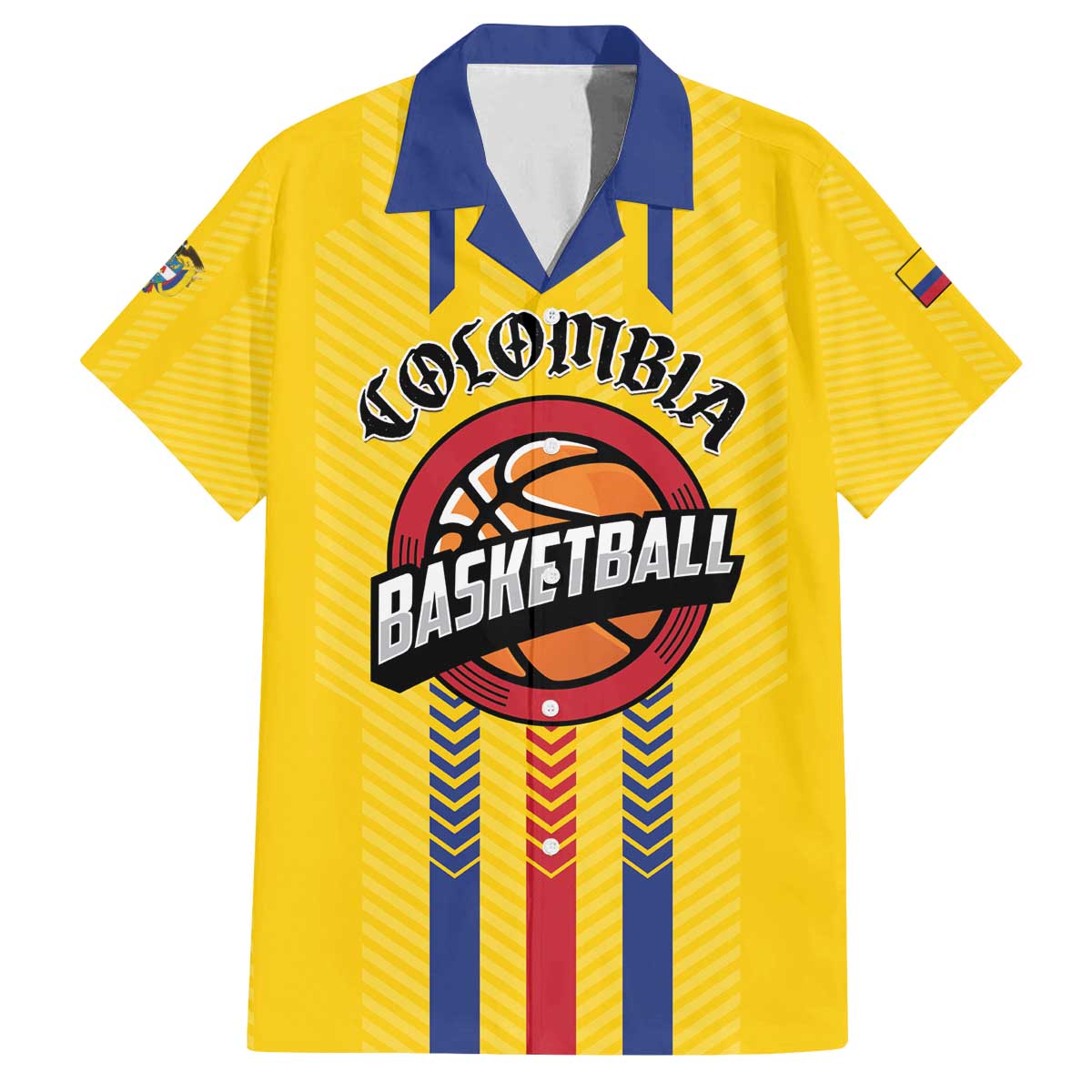 Colombia Basketball Custom Family Matching Off The Shoulder Long Sleeve Dress and Hawaiian Shirt Vamos Colombiana