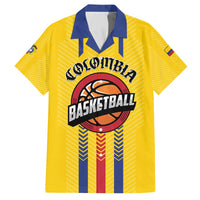 Colombia Basketball Custom Family Matching Off The Shoulder Long Sleeve Dress and Hawaiian Shirt Vamos Colombiana