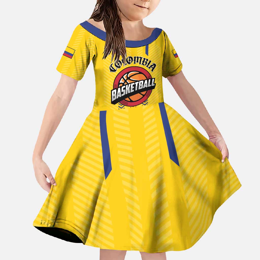 Colombia Basketball Custom Family Matching Off Shoulder Maxi Dress and Hawaiian Shirt Vamos Colombiana