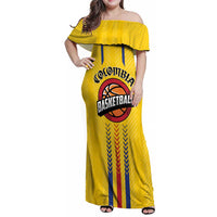 Colombia Basketball Custom Family Matching Off Shoulder Maxi Dress and Hawaiian Shirt Vamos Colombiana