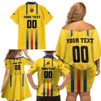 Colombia Basketball Custom Family Matching Off Shoulder Short Dress and Hawaiian Shirt Vamos Colombiana
