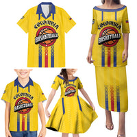 Colombia Basketball Custom Family Matching Puletasi and Hawaiian Shirt Vamos Colombiana