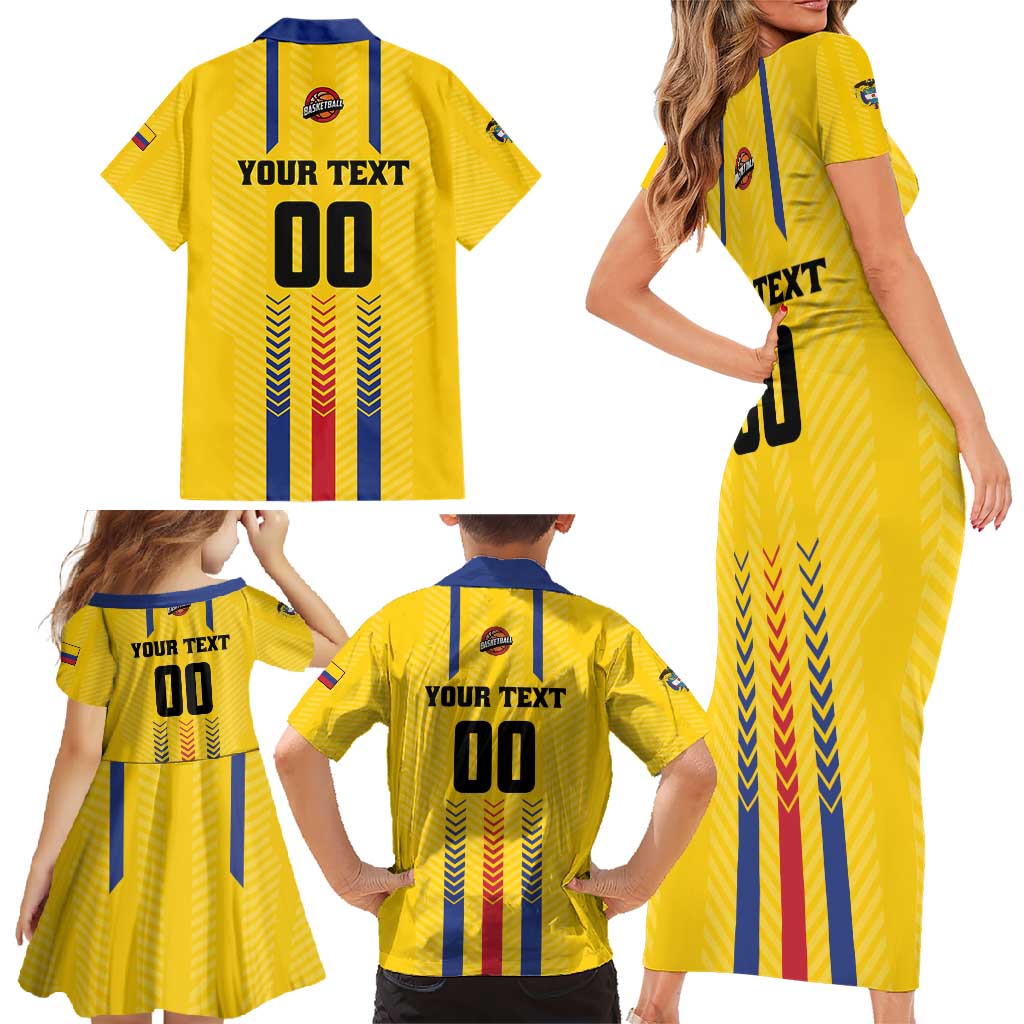 Colombia Basketball Custom Family Matching Short Sleeve Bodycon Dress and Hawaiian Shirt Vamos Colombiana