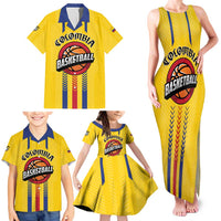 Colombia Basketball Custom Family Matching Tank Maxi Dress and Hawaiian Shirt Vamos Colombiana