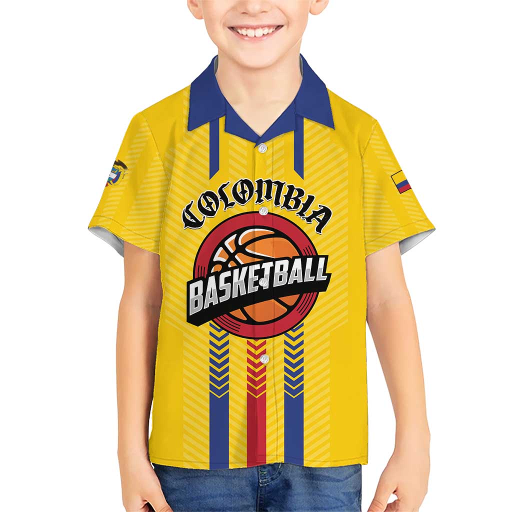 Colombia Basketball Custom Kid Hawaiian Shirt Vamos Colombiana