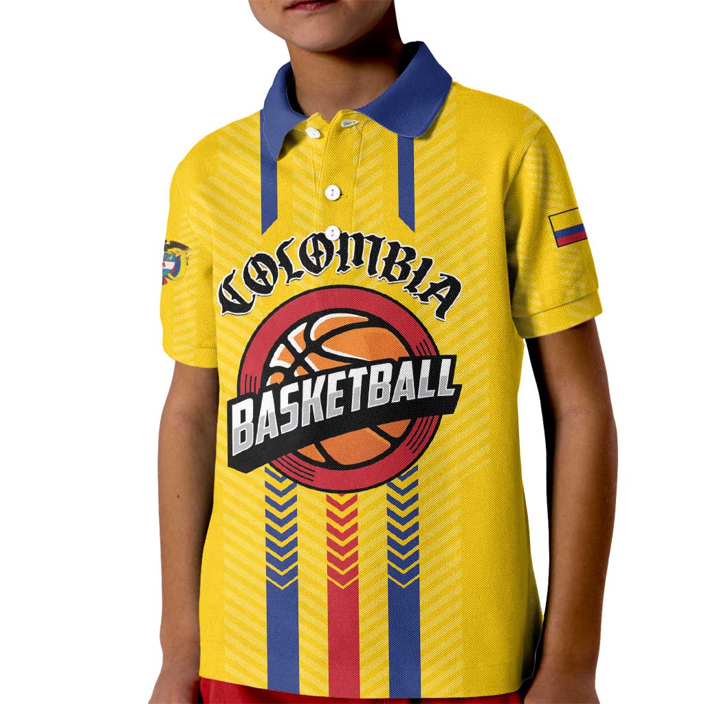 Colombia Basketball Custom Kid Polo Shirt Vamos Colombiana