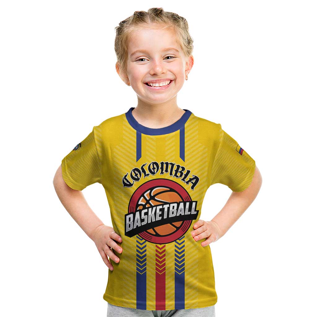 Colombia Basketball Custom Kid T Shirt Vamos Colombiana