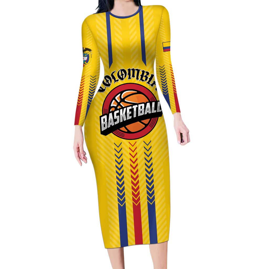 Colombia Basketball Custom Long Sleeve Bodycon Dress Vamos Colombiana